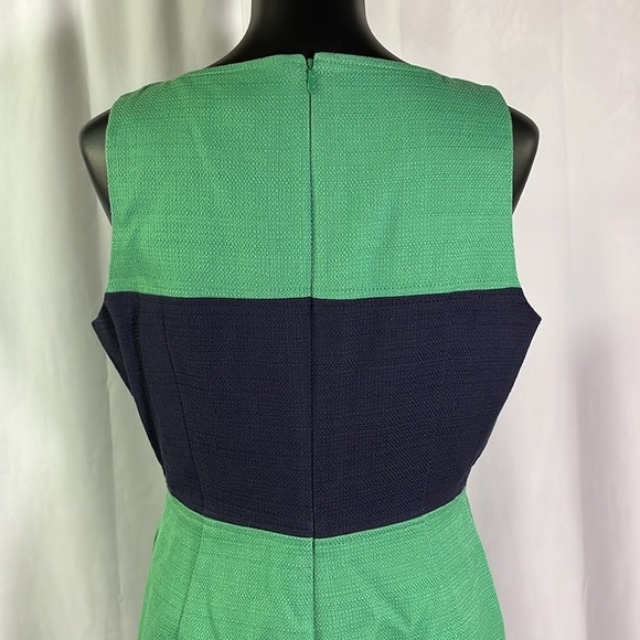 NWT Banana Republic Navy & Green Striped Sleeveless Cotton Sheath Dress - Picture 10 of 16